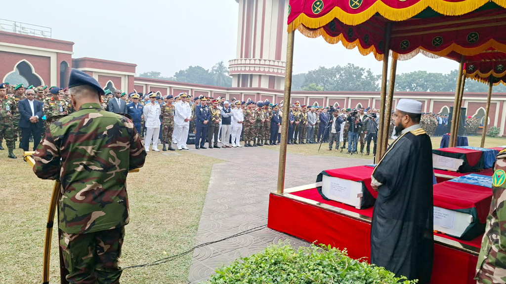 সুদানে নিহত ছয় বাংলাদেশি শান্তিরক্ষীর জানাজা সম্পন্ন