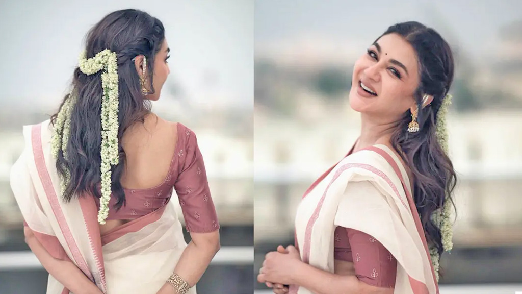 শাড়ি-গাজরায় স্নিগ্ধ জয়া, ক্যাপশনে ‘পিরিতের বেদনা’